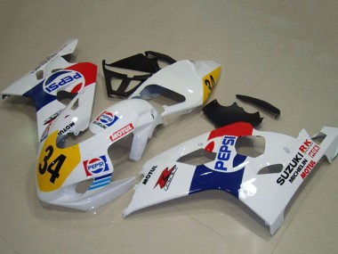 Shop 2004-2005 Suzuki GSXR 750 Motorcycle Fairings - White Blue Red Yellow Pepsi 34