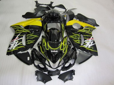 Shop 2008-2020 Suzuki GSXR 1300 Hayabusa Motorcycle Fairings - Glossy Black Yellow Flame