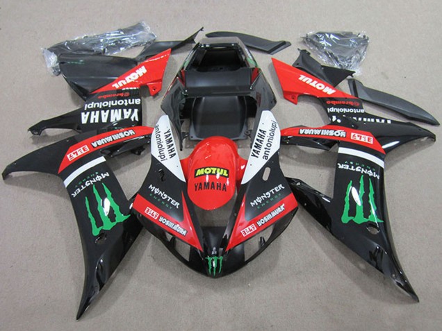 2004-2006 Yamaha YZF R1 Motorcycle Fairings - Red White Glossy Black Green Motul Monster
