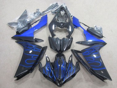 Shop 2007-2008 Yamaha YZF R1 Motorcycle Fairing - Glossy Black Blue Flame
