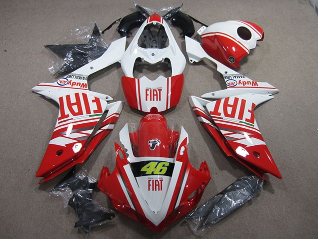 2007-2008 Yamaha YZF R1 Motorcycle Fairings - White Red Fiat 46
