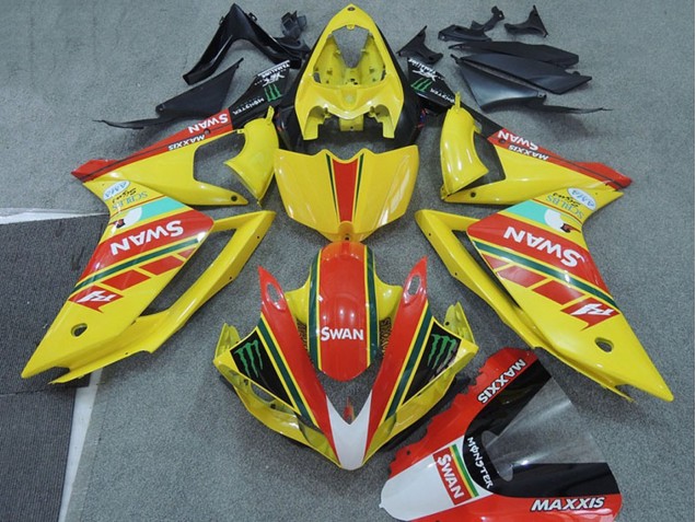 2007-2008 Yamaha YZF R1 Motorcycle Fairings - Yellow Red Black White Swan