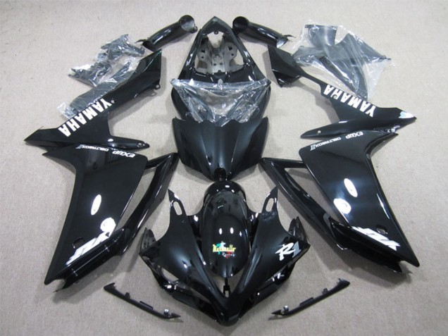 2007-2008 Yamaha YZF R1 Motorcycle Fairings - Glossy Black White Decal