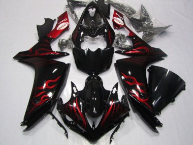 Shop 2007-2008 Yamaha YZF R1 Motorcycle Fairing - Glossy Black Red Flame