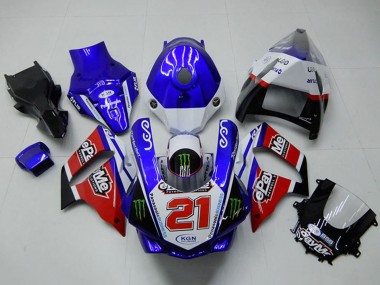 Shop 2015-2019 Yamaha YZF R1 Motorcycle Fairings - White Blue Red Black Green Monster 21