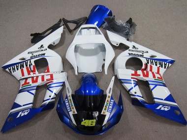 Shop 1998-2002 Yamaha YZF R6 Motorcycle Fairings - White Blue Red Fiat Michelin Motul 46