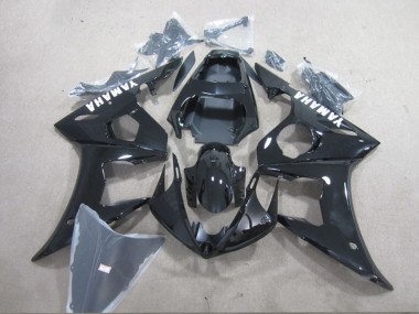 Shop 2003-2004 Yamaha YZF R6 Motorcycle Fairing - Glossy Black White Decals