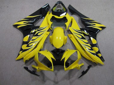 Shop 2006-2007 Yamaha YZF R6 Motorcycle Fairings - Yellow Black Flame