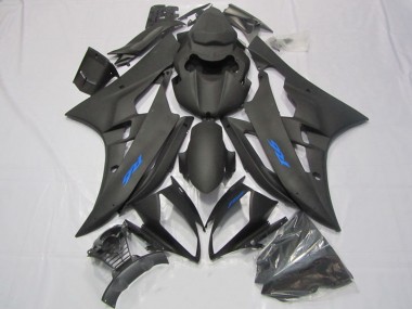 Shop 2006-2007 Yamaha YZF R6 Motorcycle Fairings - Matte Black Blue Decals
