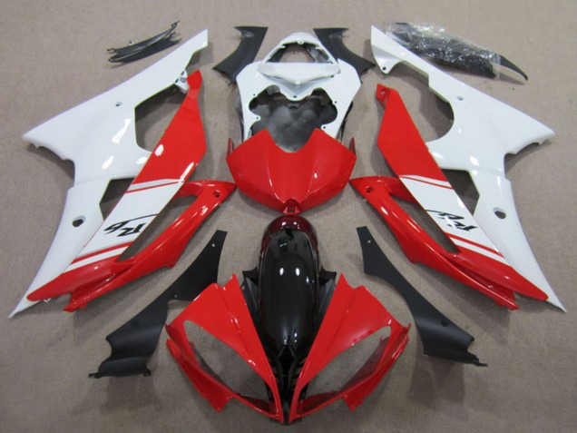 2008-2016 Yamaha YZF R6 Motorcycle Fairings Kits - White Red Glossy Black